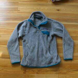 EUC Patagonia Re-Tool Snap-T Fleece Pullover Grey & Teal Women's XS